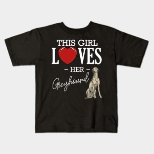 Sighthound - This Girl Loves Her Greyhound - Dog Love Heart Kids T-Shirt